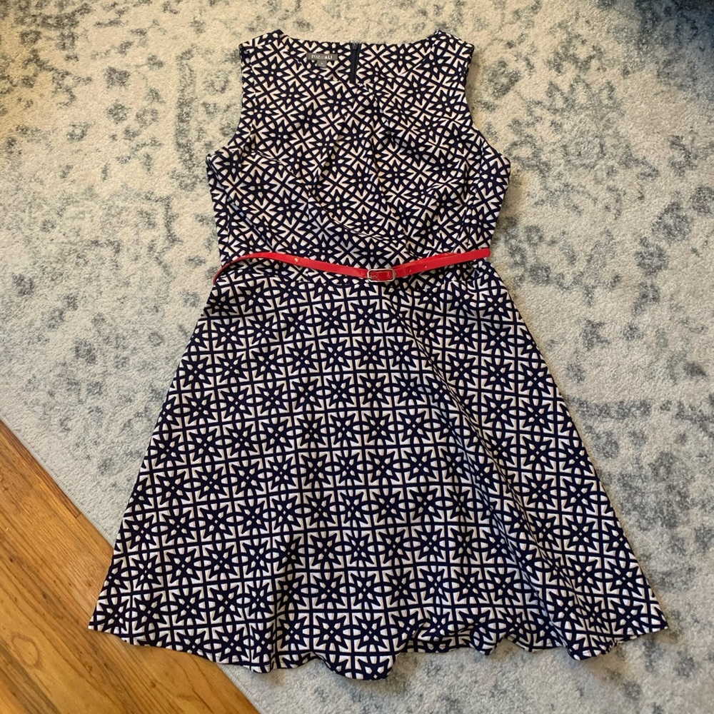 Belted printed dress